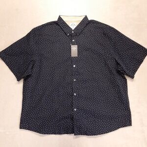Dubinik Mens Short Sleeve Button Shirt Sz.3XL Navy Polka Dot Cotton New!